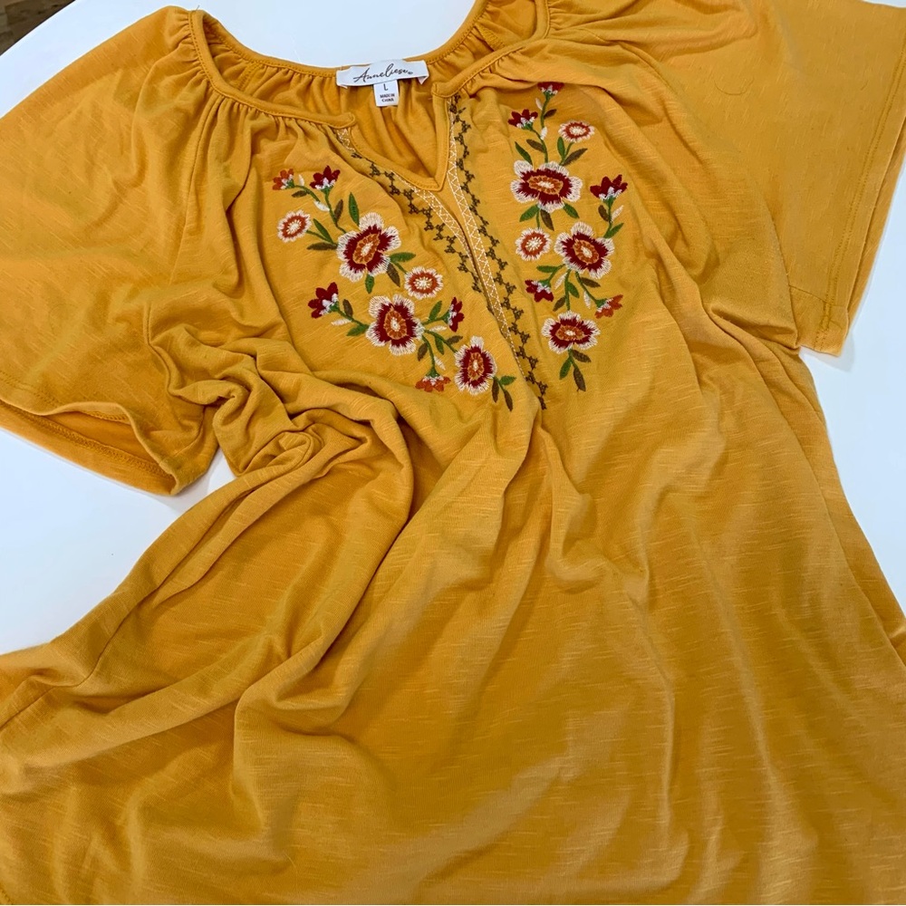 Saffron Floral Short Sleeve Summer Top
